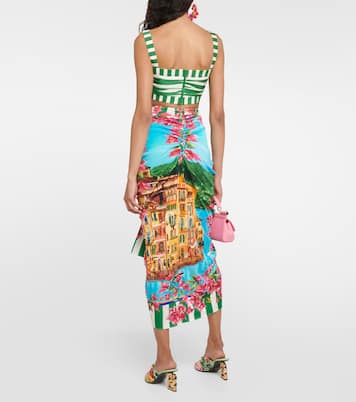 Portofino ruched silk midi skirt | Dolce&Gabbana