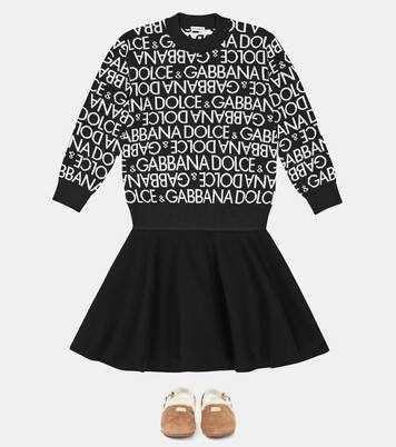 Logo intarsia virgin wool sweater | Dolce&Gabbana Kids