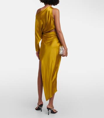 Robe midi asymétrique en satin de soie | The Sei