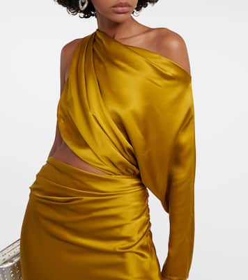 Robe midi asymétrique en satin de soie | The Sei