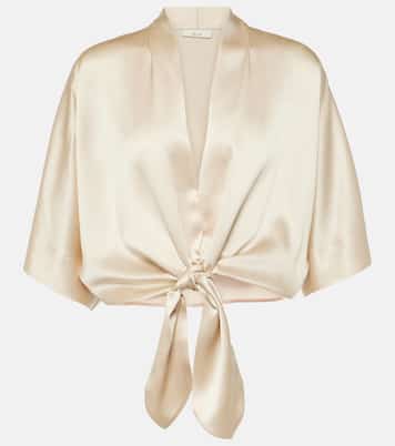 Tie-front silk charmeuse top | The Sei