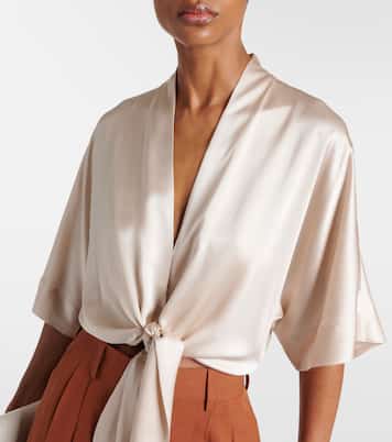 Tie-front silk charmeuse top | The Sei