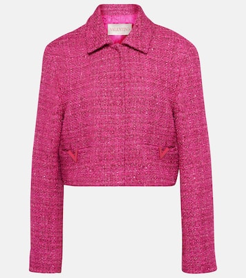 VGold cropped lamé tweed jacket  | Valentino