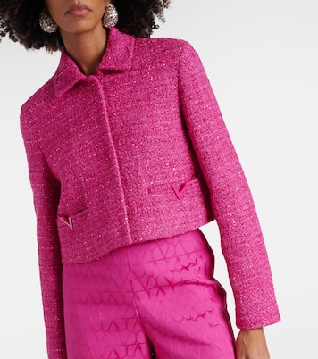 VGold cropped lamé tweed jacket  | Valentino