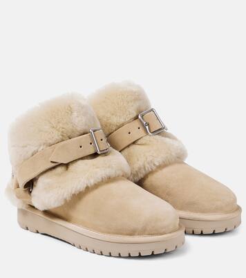 Ankle Boots aus Veloursleder mit Shearling | Burberry