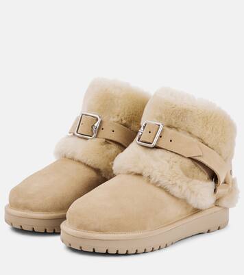 Ankle Boots aus Veloursleder mit Shearling | Burberry