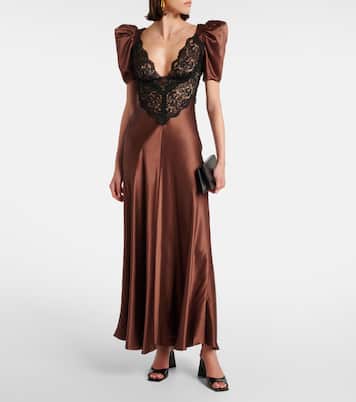 Lace-trimmed silk charmeuse gown | Rodarte