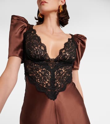 Lace-trimmed silk charmeuse gown | Rodarte