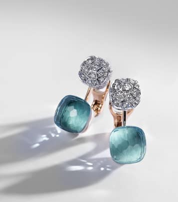 Boucles d'oreilles Nudo en or rose et blanc 18 ct, topazes et diamants | Pomellato