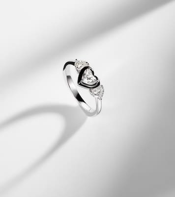 18kt white gold and enamel pinky ring with diamonds | Kamyen