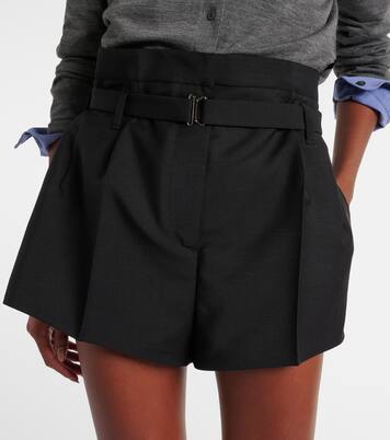 Belted mohair and wool shorts | Prada