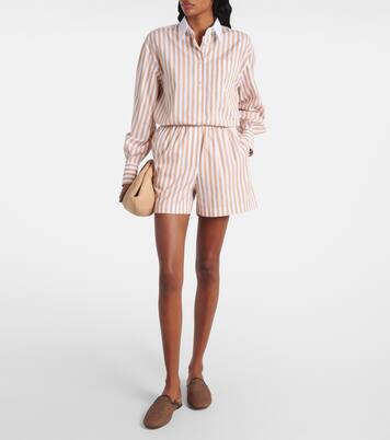 Striped cotton and silk Bermuda shorts | Brunello Cucinelli