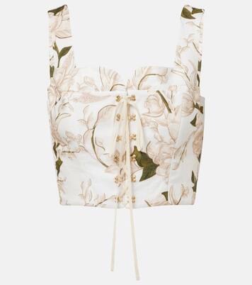 Crop top Reserva Gardenia de lino floral | Agua by Agua Bendita