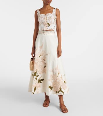 Crop top Reserva Gardenia de lino floral | Agua by Agua Bendita