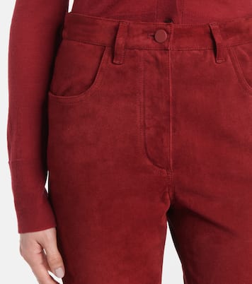 Schmale High-Rise-Hose aus Veloursleder | Joseph