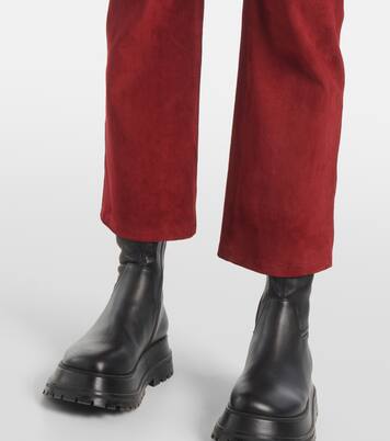 Schmale High-Rise-Hose aus Veloursleder | Joseph