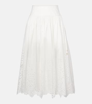 Broderie anglaise cotton midi skirt | Self-Portrait
