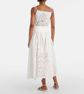 Broderie anglaise cotton midi skirt | Self-Portrait