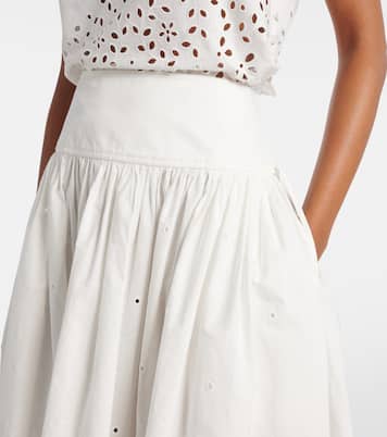 Broderie anglaise cotton midi skirt | Self-Portrait