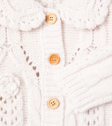 Baby Khellana cable-knit floral cardigan | Louise Misha