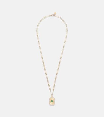 Radiant Deco 18kt gold pendant necklace with pink sapphires and diamonds | Shay Jewelry