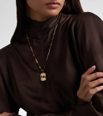 Radiant Deco 18kt gold pendant necklace with pink sapphires and diamonds | Shay Jewelry