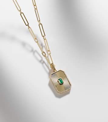 Radiant Deco 18kt gold pendant necklace with pink sapphires and diamonds | Shay Jewelry