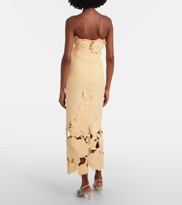 Abito midi Rayna senza spalline con applicazioni floreali | Leo Lin