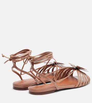 Orchid floral-appliqué leather sandals | Zimmermann