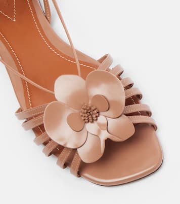 Orchid floral-appliqué leather sandals | Zimmermann