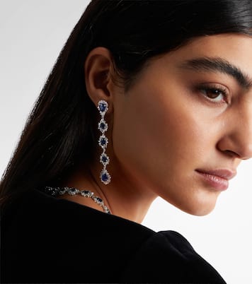 Ohrringe aus 18kt Weißgold (750/1000) mit Diamanten und Saphiren | Suzanne Kalan