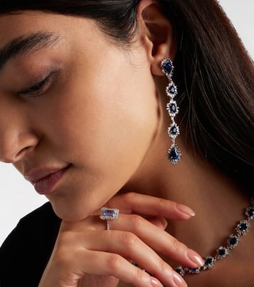 Ohrringe aus 18kt Weißgold (750/1000) mit Diamanten und Saphiren | Suzanne Kalan