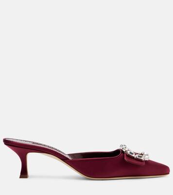 Mayjou 50 crystal-embellished satin mules | Manolo Blahnik