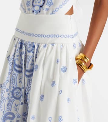 Falda midi de algodón bordada | Self-Portrait