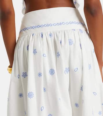 Falda midi de algodón bordada | Self-Portrait