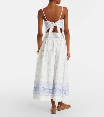 Falda midi de algodón bordada | Self-Portrait