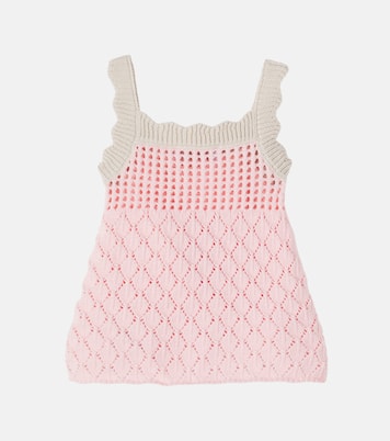 Floral-appliqué pointelle cotton top  | Monnalisa