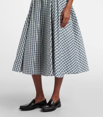 Checked cotton-blend chambray midi skirt | Prada