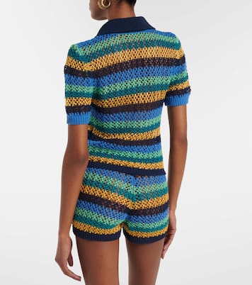 Crochet striped cotton-blend shorts | Etro