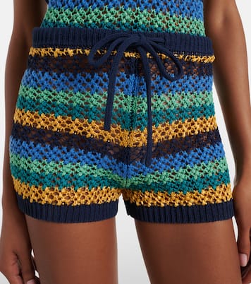 Crochet striped cotton-blend shorts | Etro