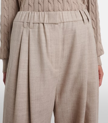 Pantalones anchos de lana virgen con cuentas Monili | Brunello Cucinelli