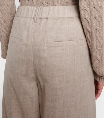 Pantalones anchos de lana virgen con cuentas Monili | Brunello Cucinelli