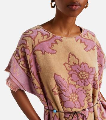 Aster floral fringed cotton terry midi dress | Zimmermann