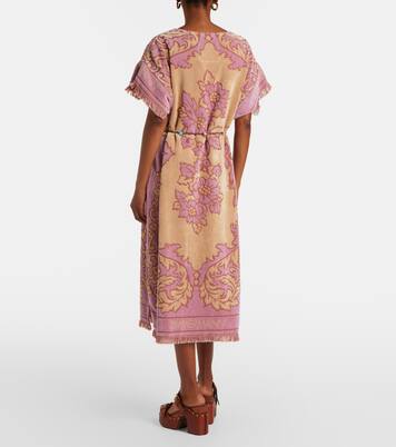 Aster floral fringed cotton terry midi dress | Zimmermann