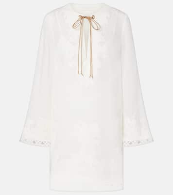 Indra刺绣苎麻纤维迷你连衣裙 | Zimmermann