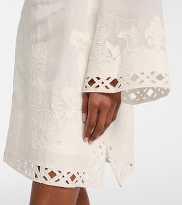 Indra刺绣苎麻纤维迷你连衣裙 | Zimmermann