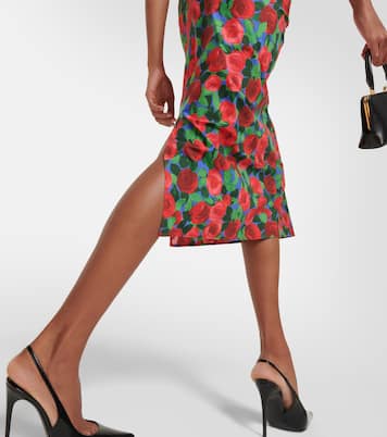 Robe midi en coton mélangé à fleurs | Carolina Herrera