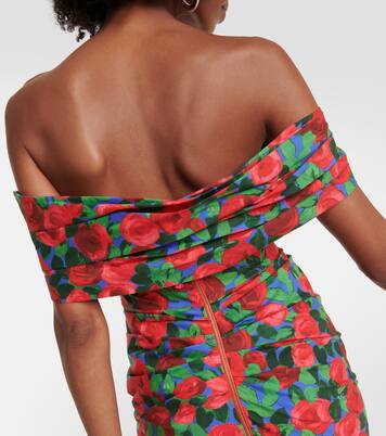 Robe midi en coton mélangé à fleurs | Carolina Herrera