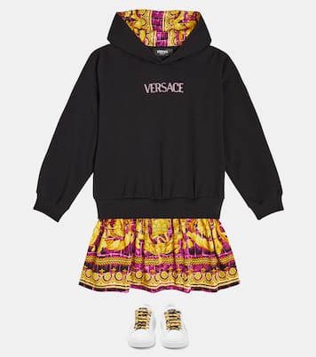 Logo printed cotton-blend dress | Versace Kids