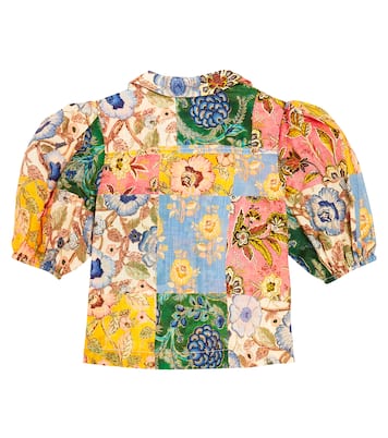 Junie patchwork puff-sleeve shirt | Zimmermann Kids
